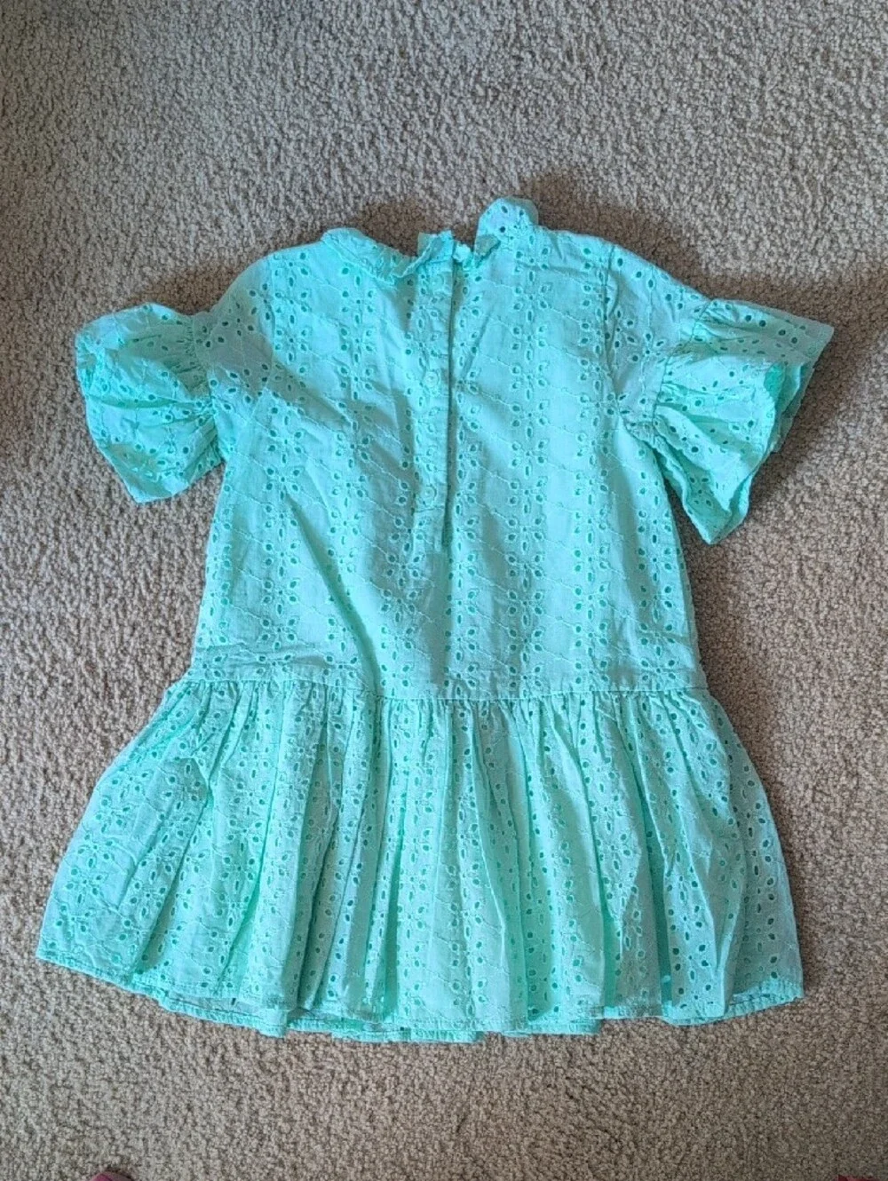Janie and Jack Mint Eyelet Ruffle Sleeve Dress Seafoam Green Cotton Dress